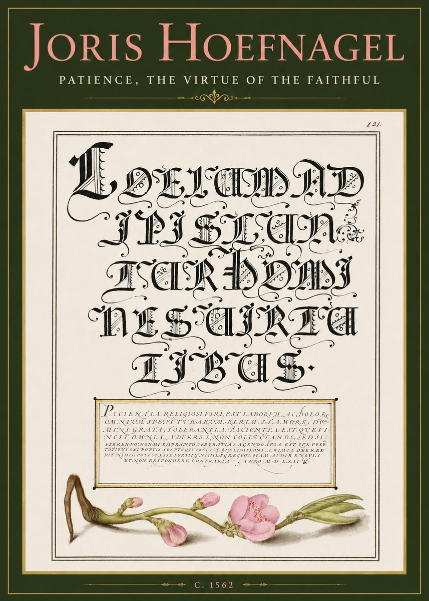 Joris Hoefnagel Calligraphic Alphabet from a Book of Lettering No5 - Juliste