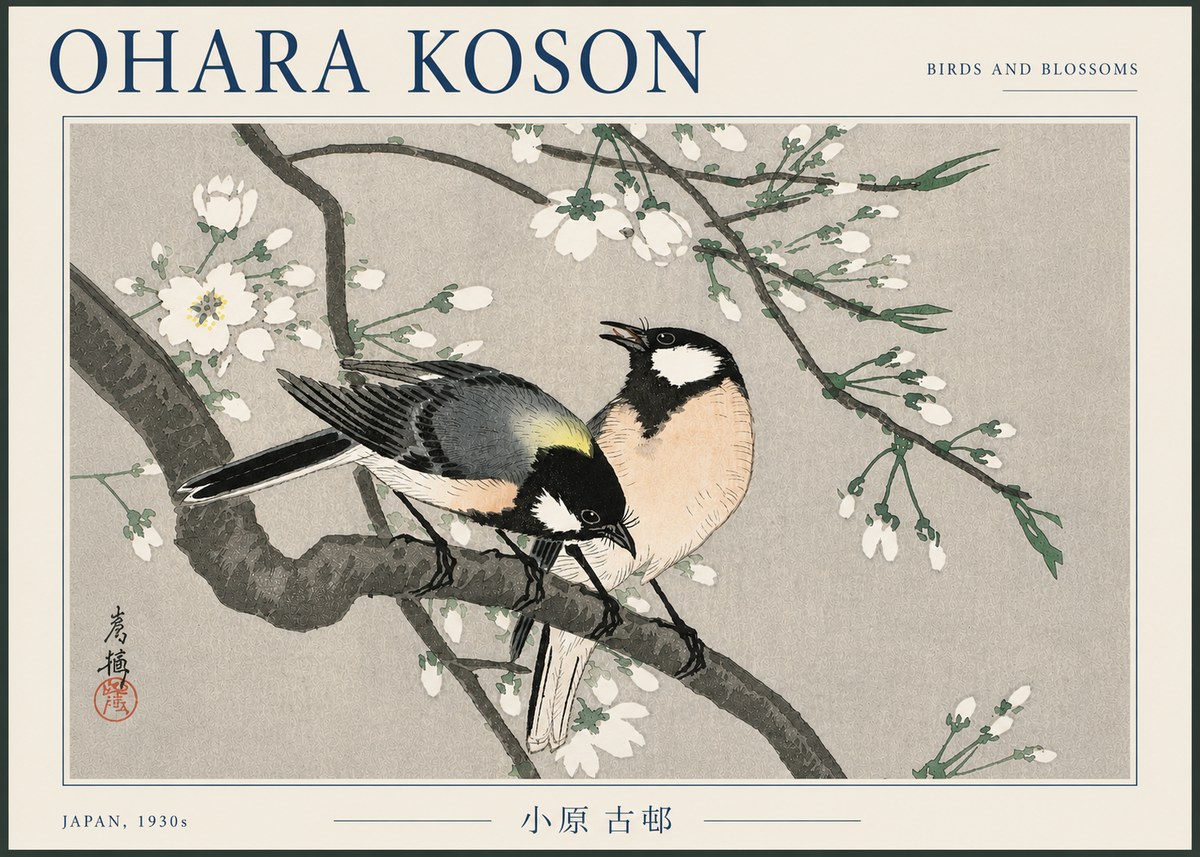 Ohara Koson Birds and Blossoms No5 - Juliste