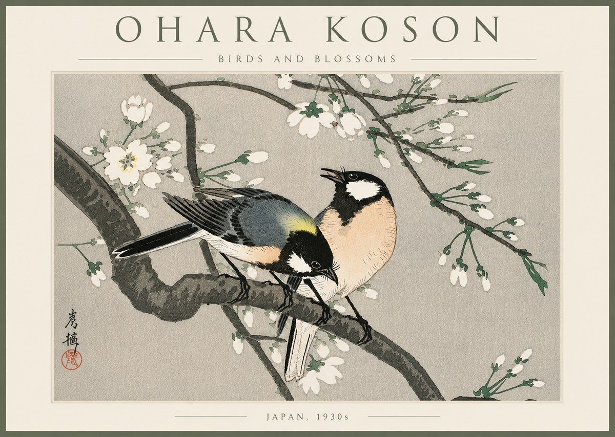 Ohara Koson Birds and Blossoms No6 - Juliste