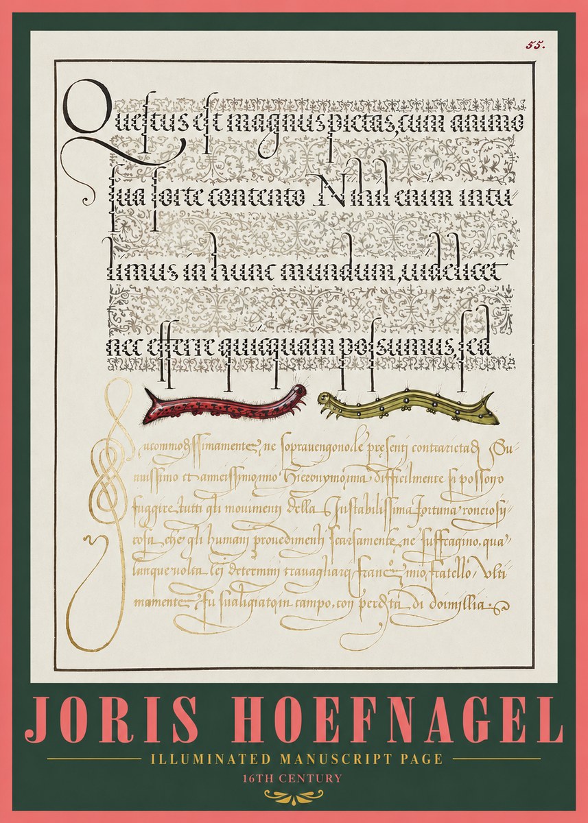 Joris Hoefnagel Illuminated Manuscript Page I No2 - Juliste