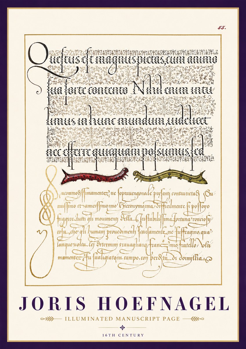 Joris Hoefnagel Illuminated Manuscript Page I No3 - Juliste