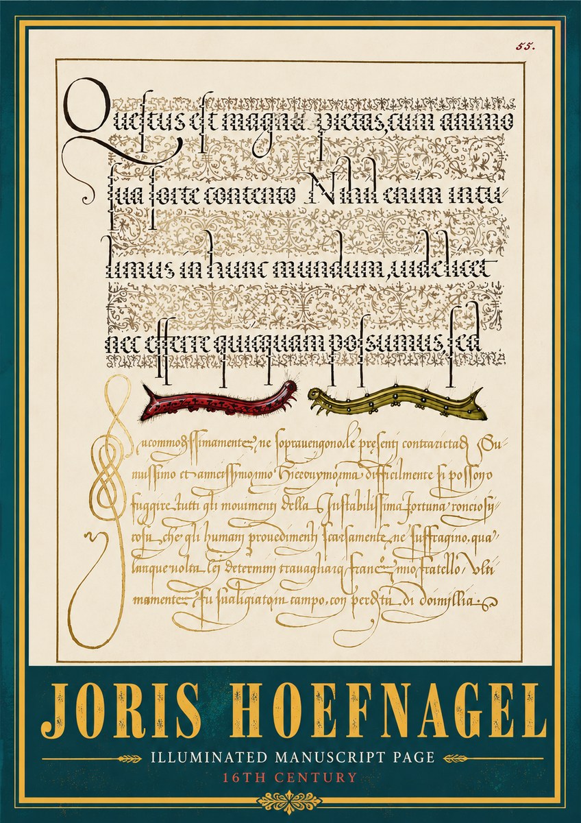 Joris Hoefnagel Illuminated Manuscript Page I No4 - Juliste