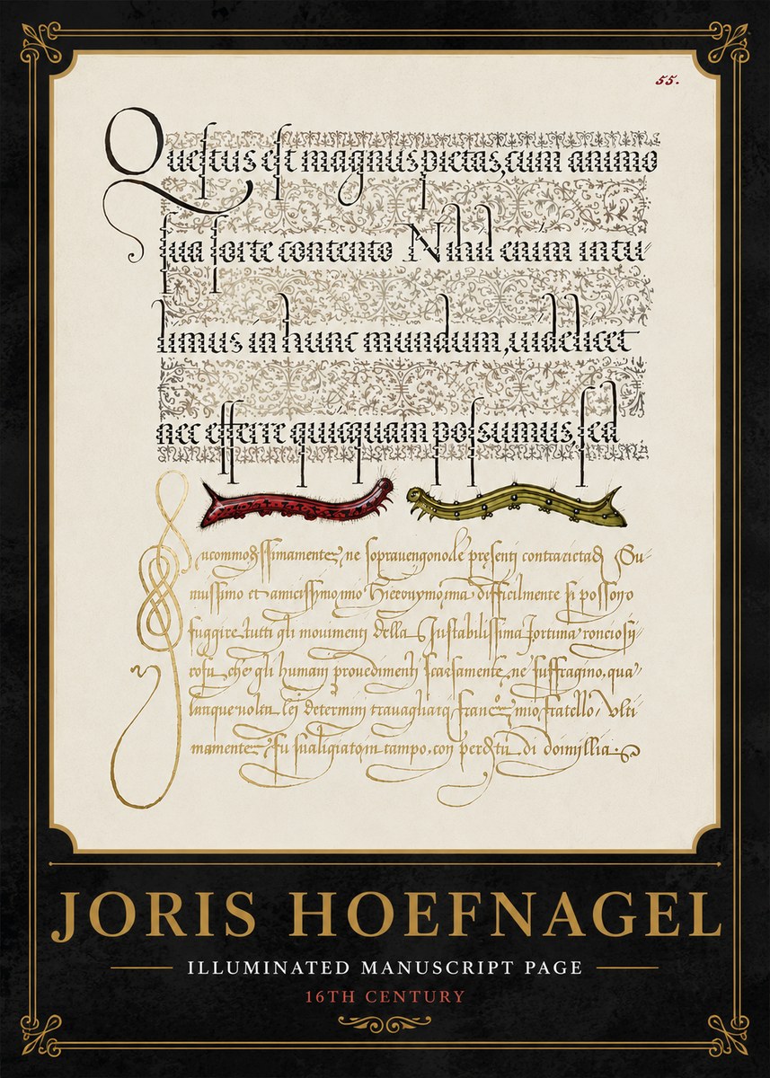 Joris Hoefnagel Illuminated Manuscript Page I No5 - Juliste