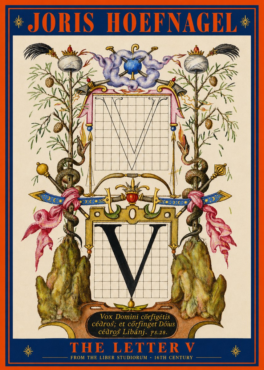 Joris Hoefnagel The Letter V No3 - Juliste