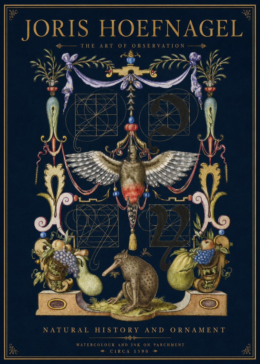 Joris Hoefnagel Study of Nature and Ornament No5 - Juliste
