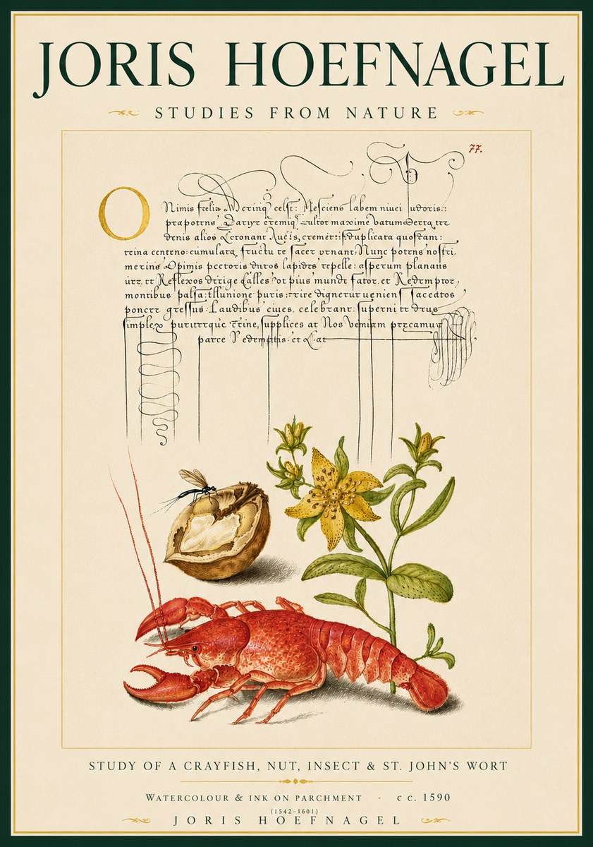 Joris Hoefnagel Studies from Nature No6 - Juliste