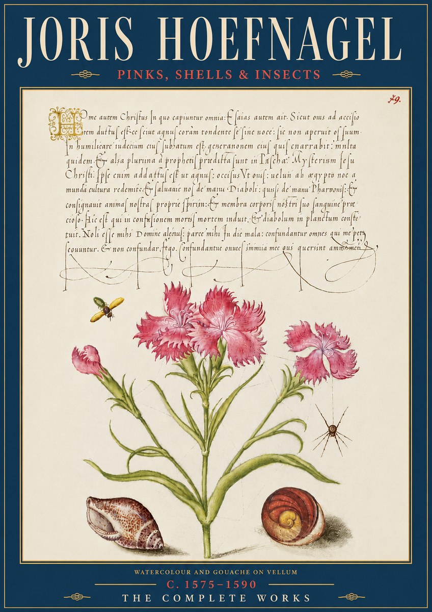Joris Hoefnagel Pinks, Shells & Insects No5 - Juliste