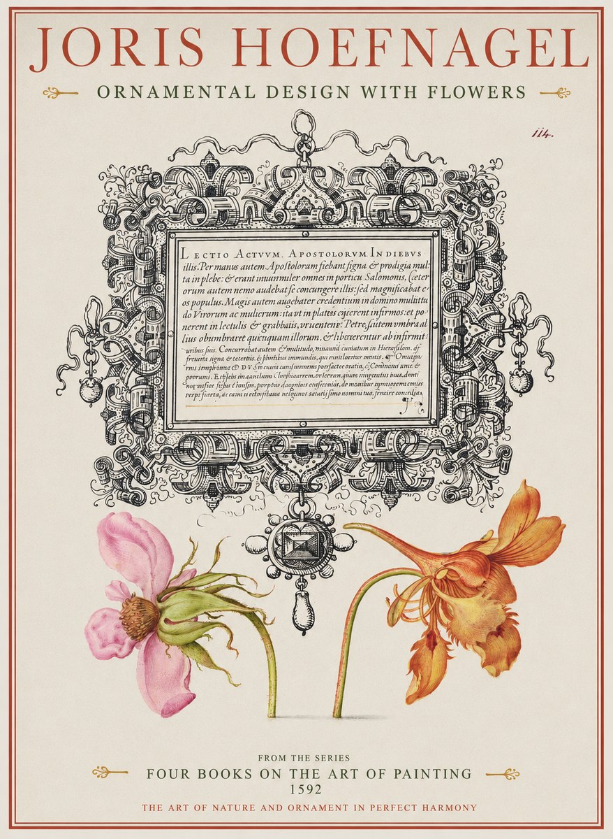 Joris Hoefnagel Ornament and Botanical Study No2 - Juliste