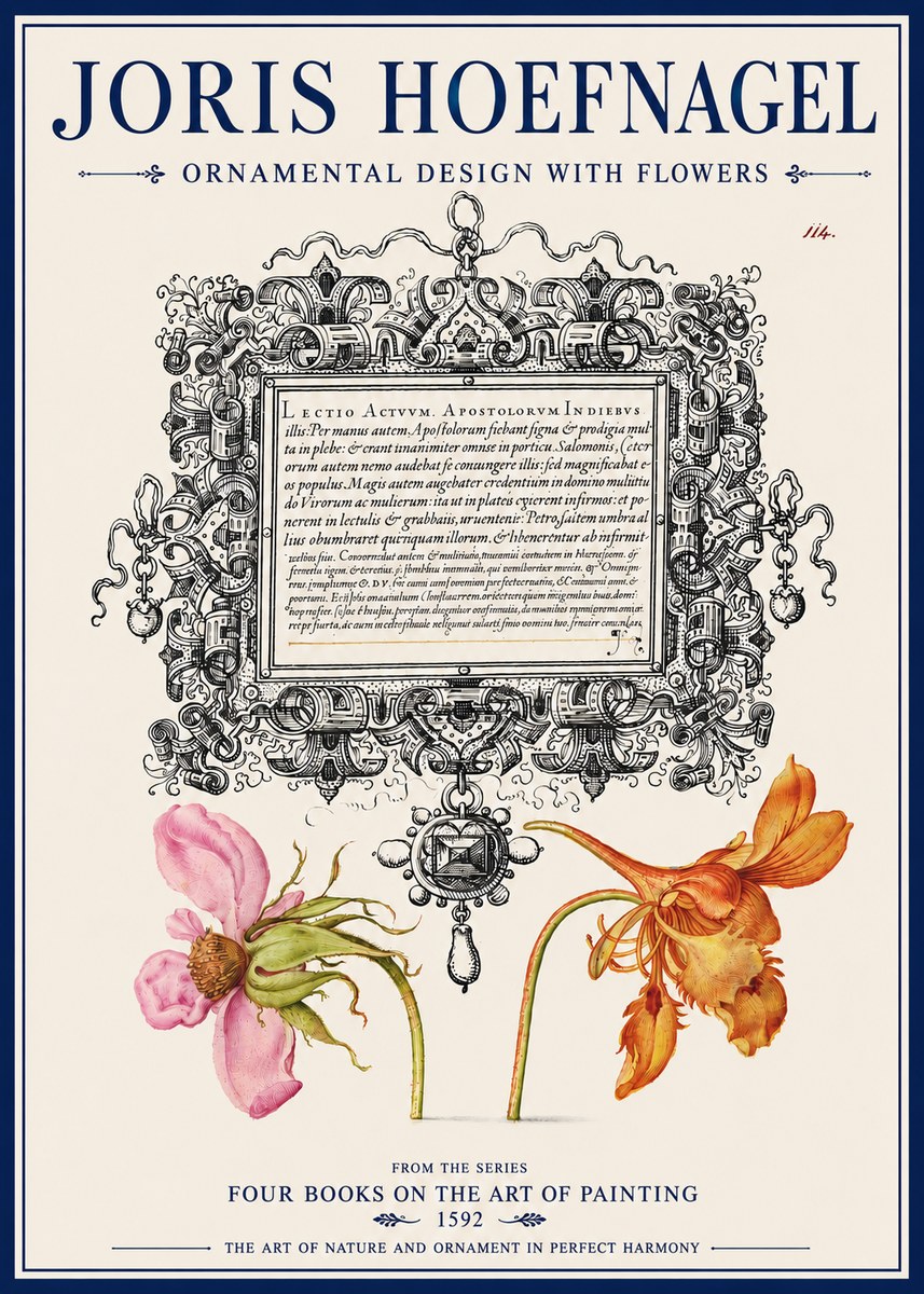 Joris Hoefnagel Ornament and Botanical Study No4 - Juliste