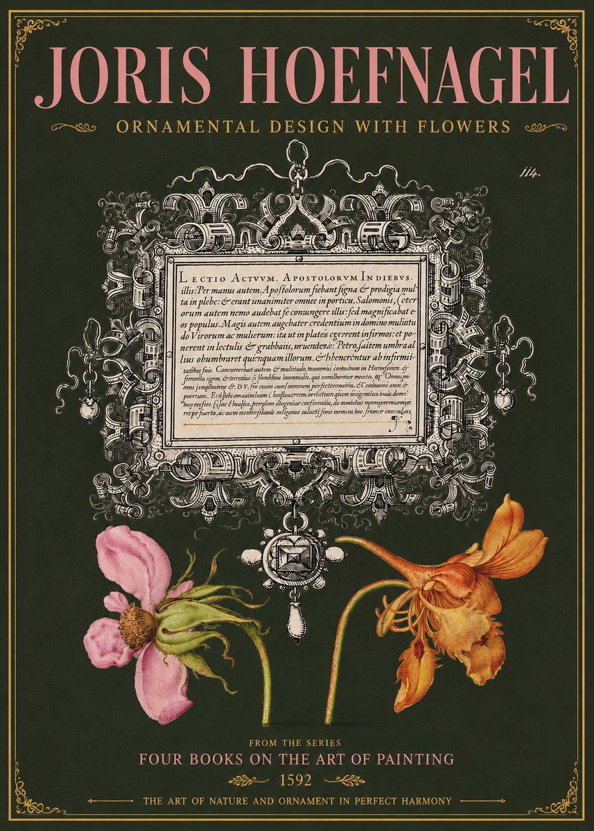 Joris Hoefnagel Ornament and Botanical Study No5 - Juliste