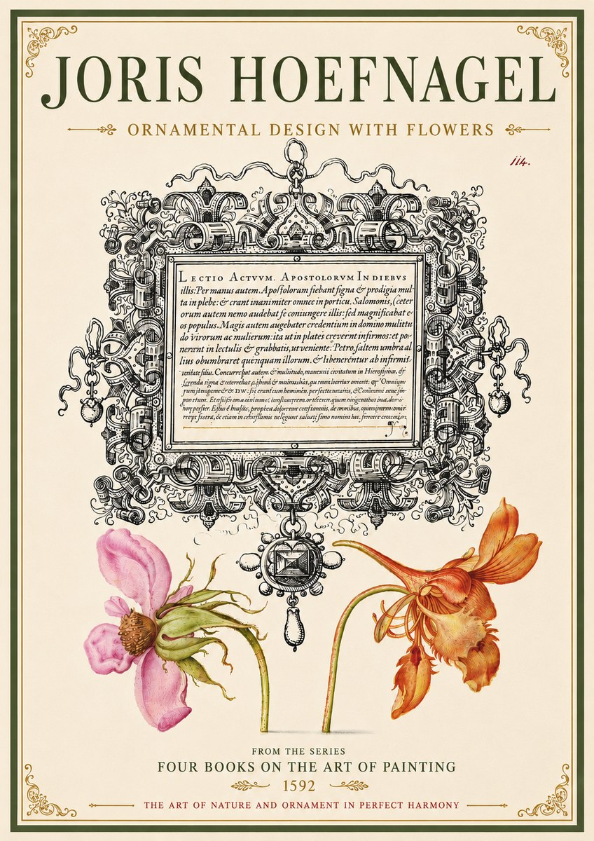 Joris Hoefnagel Ornament and Botanical Study No6 - Juliste