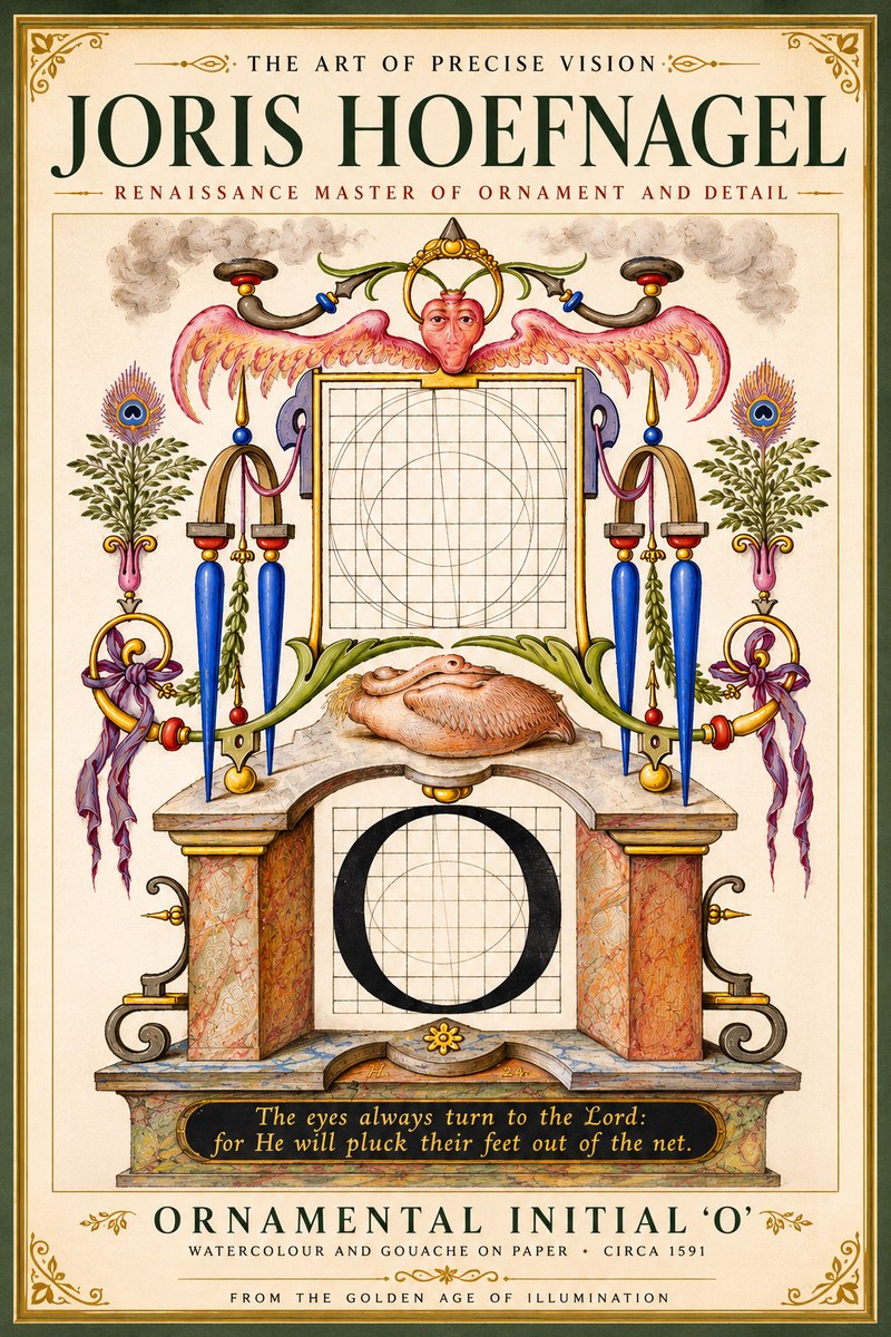 Joris Hoefnagel Ornamental Initial 'O' No5 - Juliste