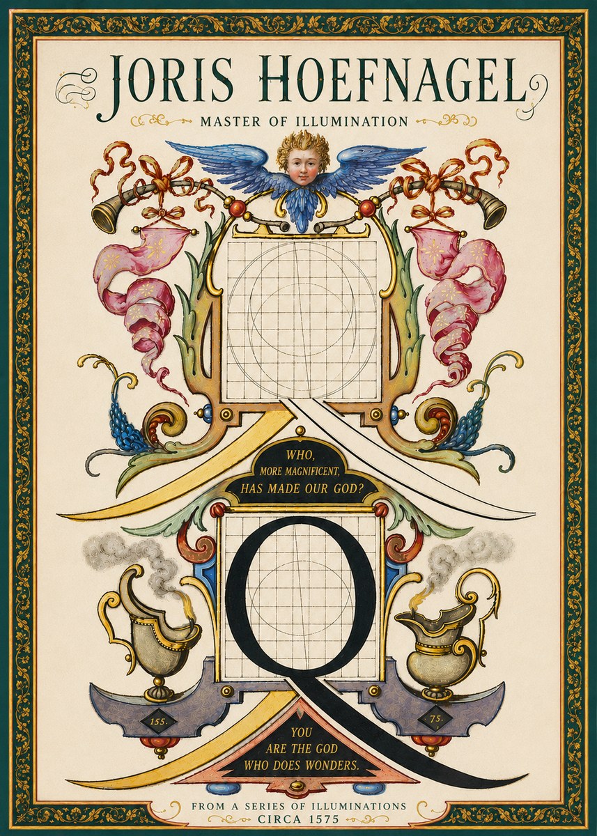 Joris Hoefnagel The Calligraphic Q No6 - Juliste