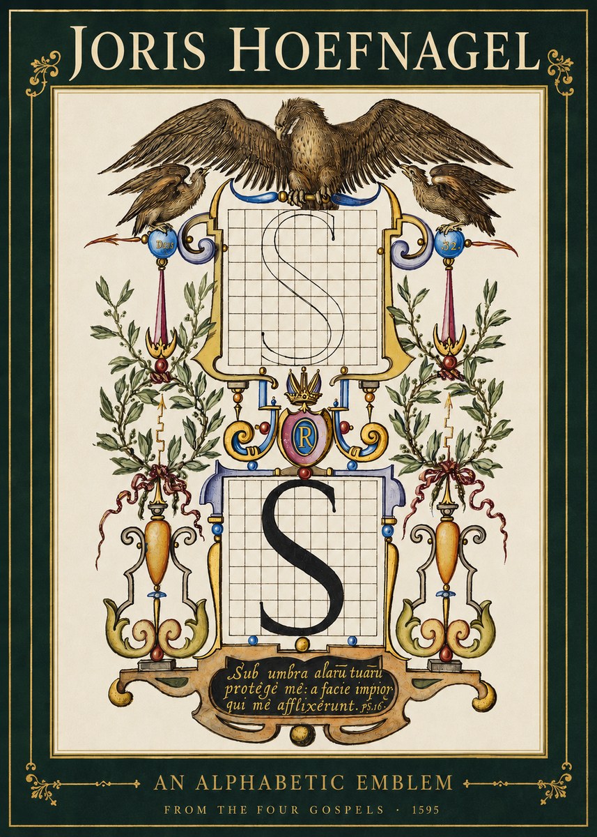 Joris Hoefnagel An Alphabetic Emblem from the Four Gospels No3 - Juliste