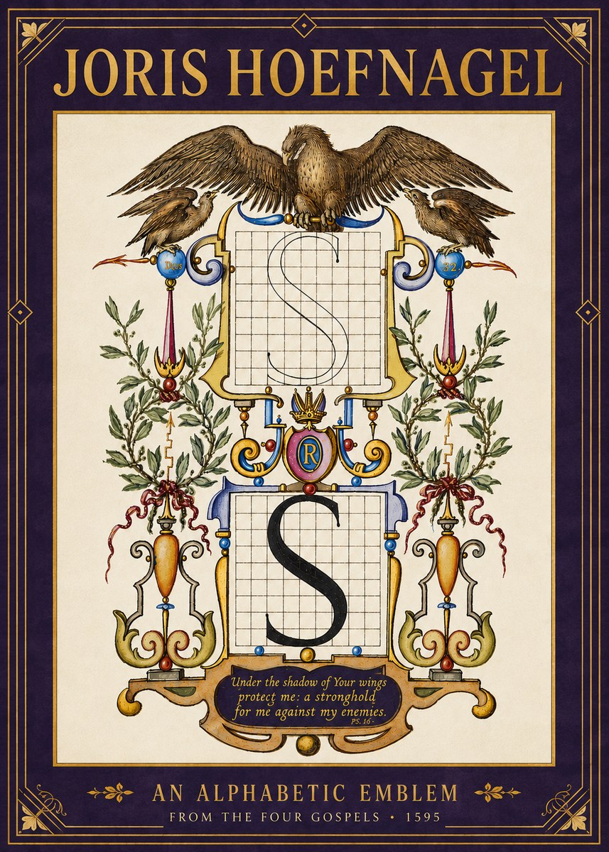 Joris Hoefnagel An Alphabetic Emblem from the Four Gospels No6 - Juliste