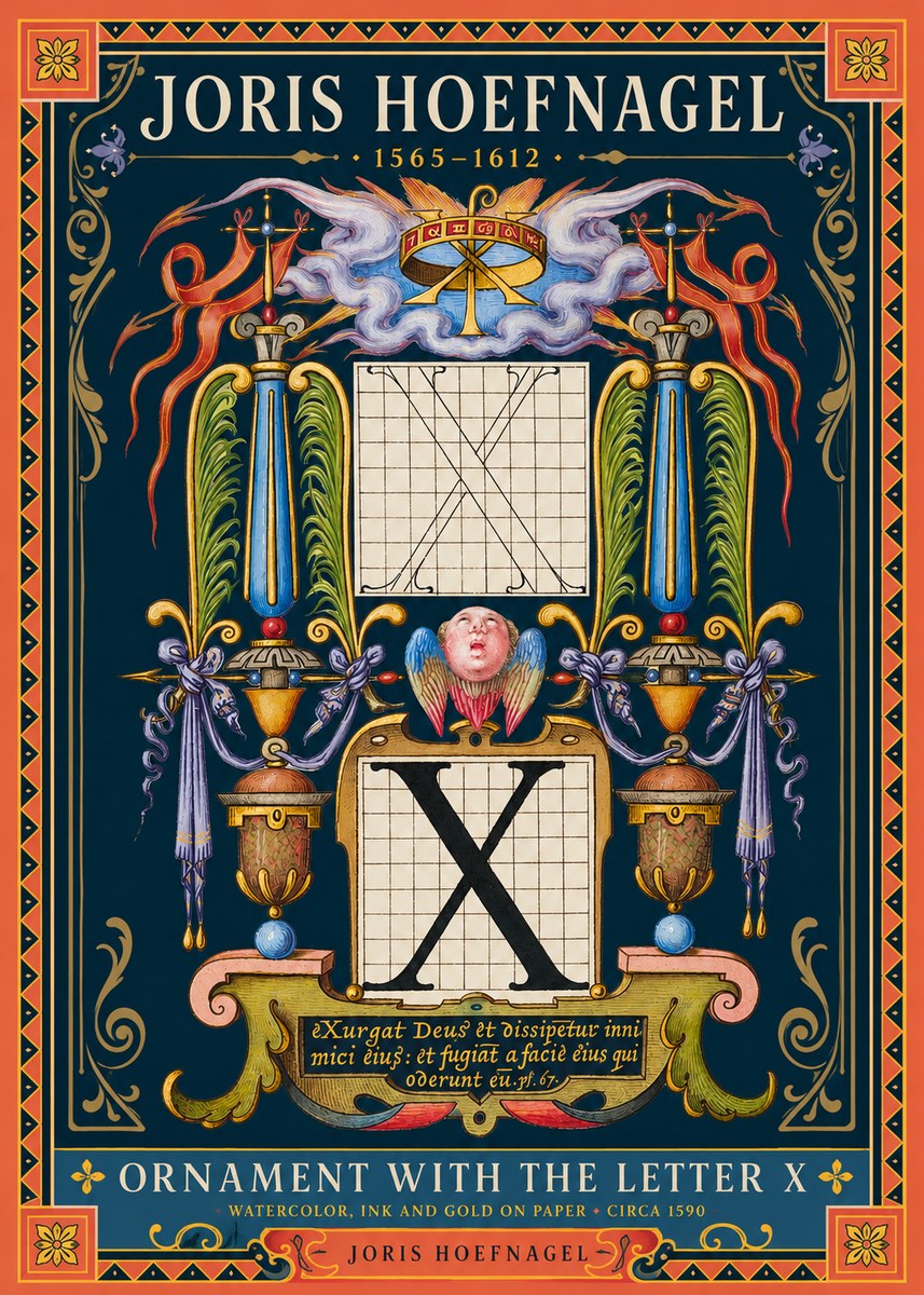 Joris Hoefnagel Ornament with the Letter X No2 - Juliste