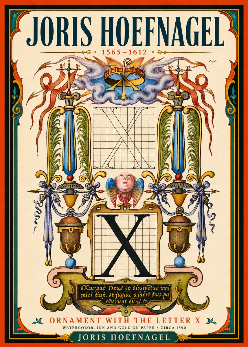 Joris Hoefnagel Ornament with the Letter X No5 - Juliste