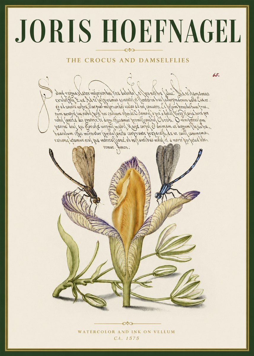 Joris Hoefnagel The Crocus and Damselflies No3 - Juliste