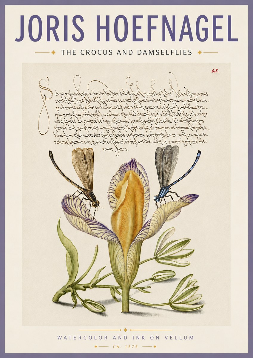 Joris Hoefnagel The Crocus and Damselflies No4 - Juliste