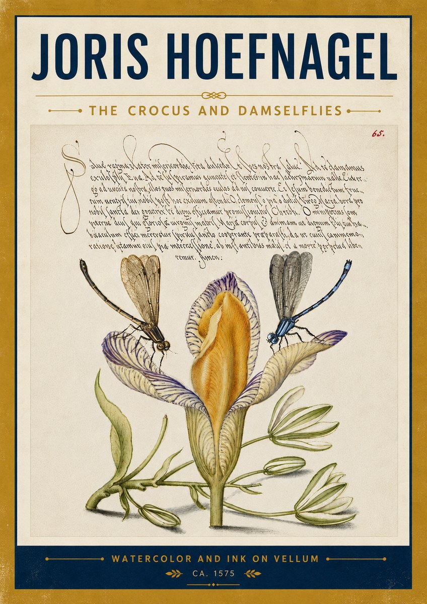 Joris Hoefnagel The Crocus and Damselflies No5 - Juliste