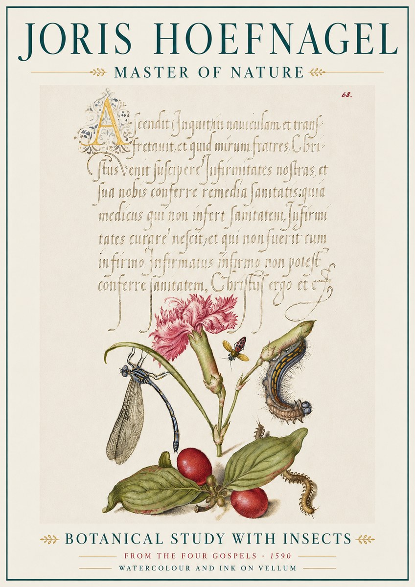 Joris Hoefnagel Botanical Study with Insects No5 - Juliste