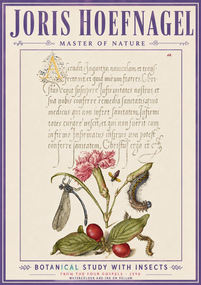 Joris Hoefnagel Botanical Study with Insects No6 - Juliste