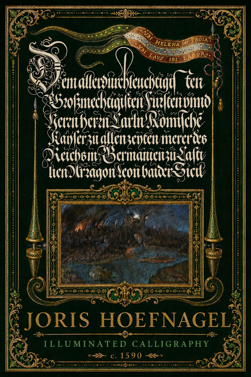 Joris Hoefnagel Illuminated Calligraphy No6 - Juliste