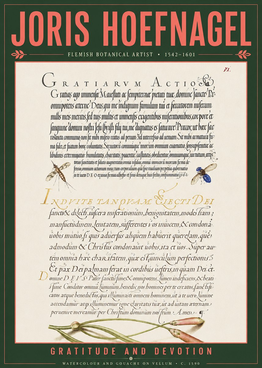 Joris Hoefnagel Thanksgiving to God • Institute for Botanical Studies No5 - Juliste