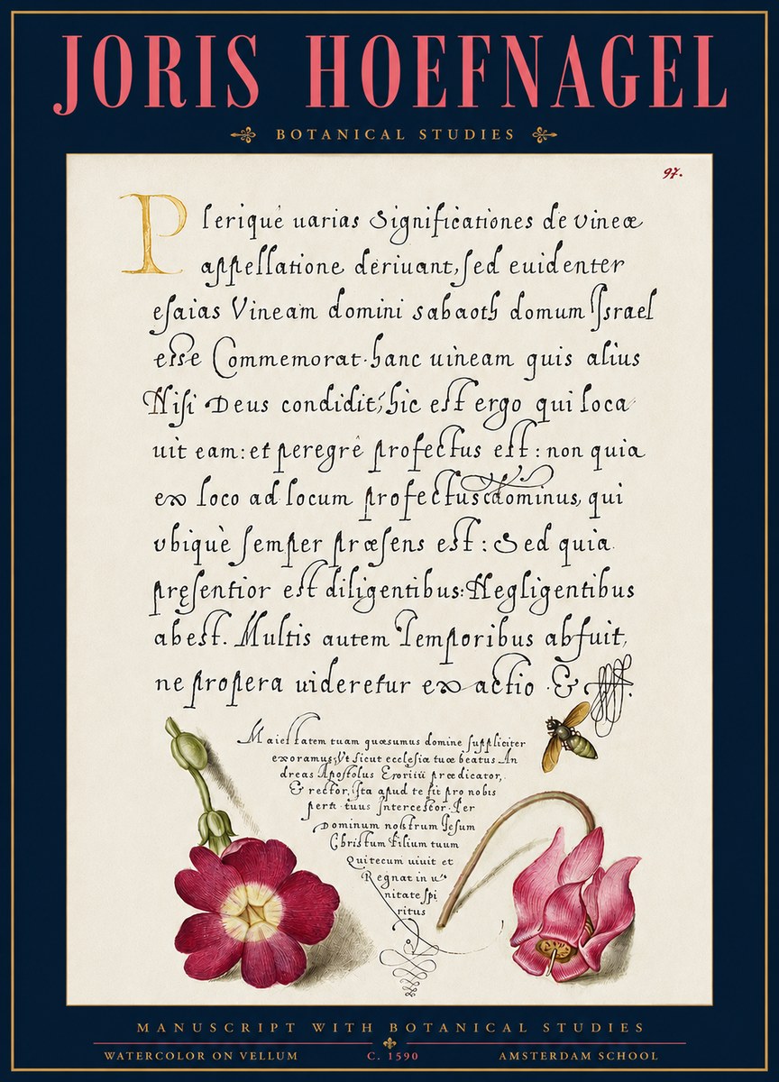 Joris Hoefnagel Manuscript with Botanical Studies No3 - Juliste