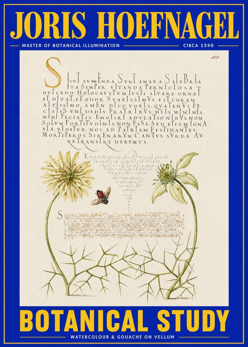 Joris Hoefnagel Botanical Study with Insect No4 - Juliste