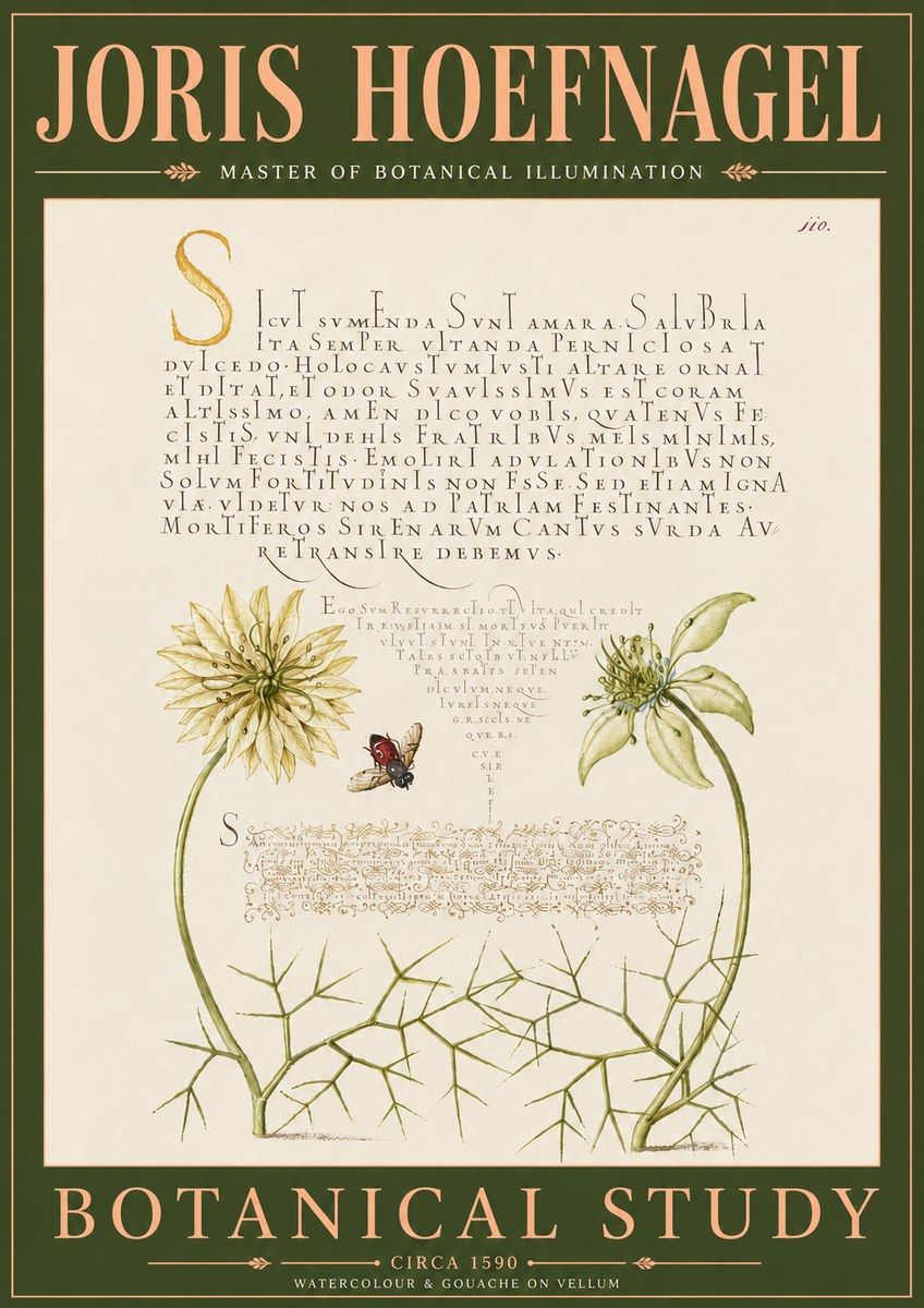 Joris Hoefnagel Botanical Study with Insect No6 - Juliste