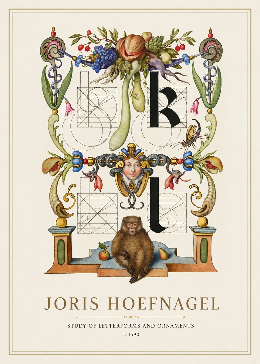 Joris Hoefnagel Study of Letterforms and Ornaments No1 - Juliste