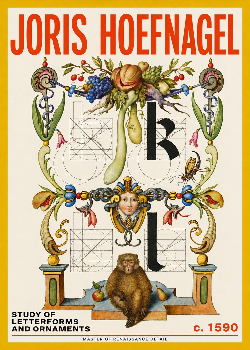 Joris Hoefnagel Study of Letterforms and Ornaments No5 - Juliste