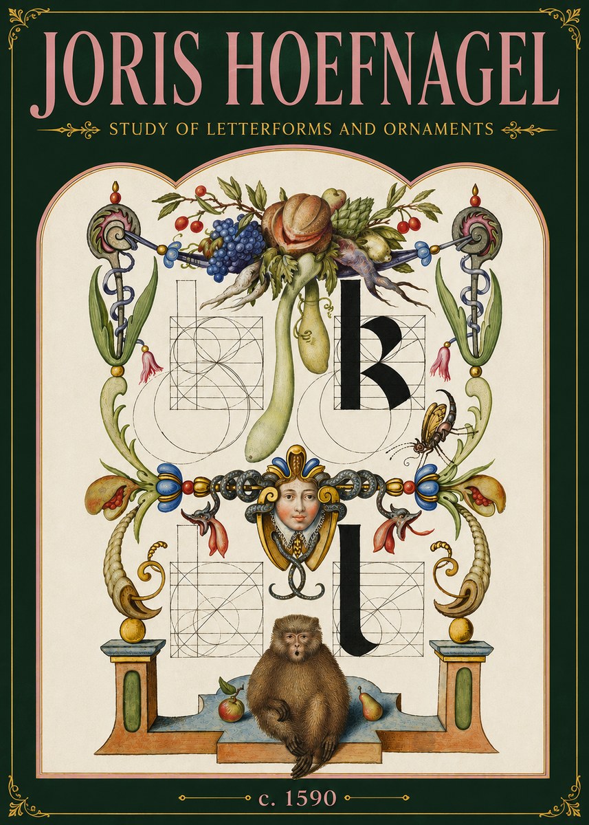 Joris Hoefnagel Study of Letterforms and Ornaments No6 - Juliste