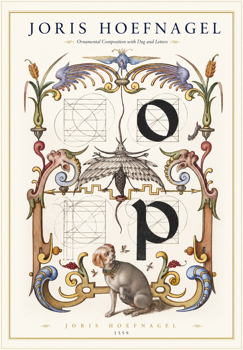Joris Hoefnagel Ornamental Composition with Dog and Letters No1 - Juliste
