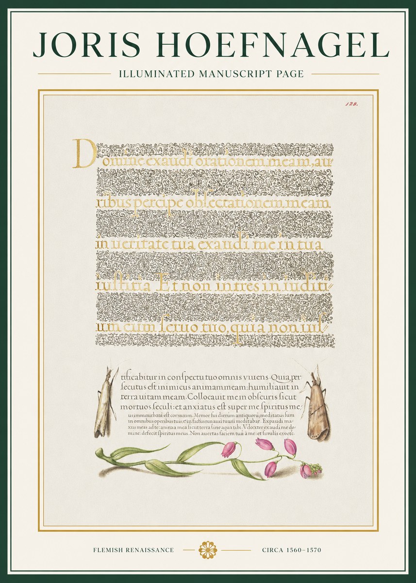 Joris Hoefnagel Illuminated Manuscript Page II No1 - Juliste
