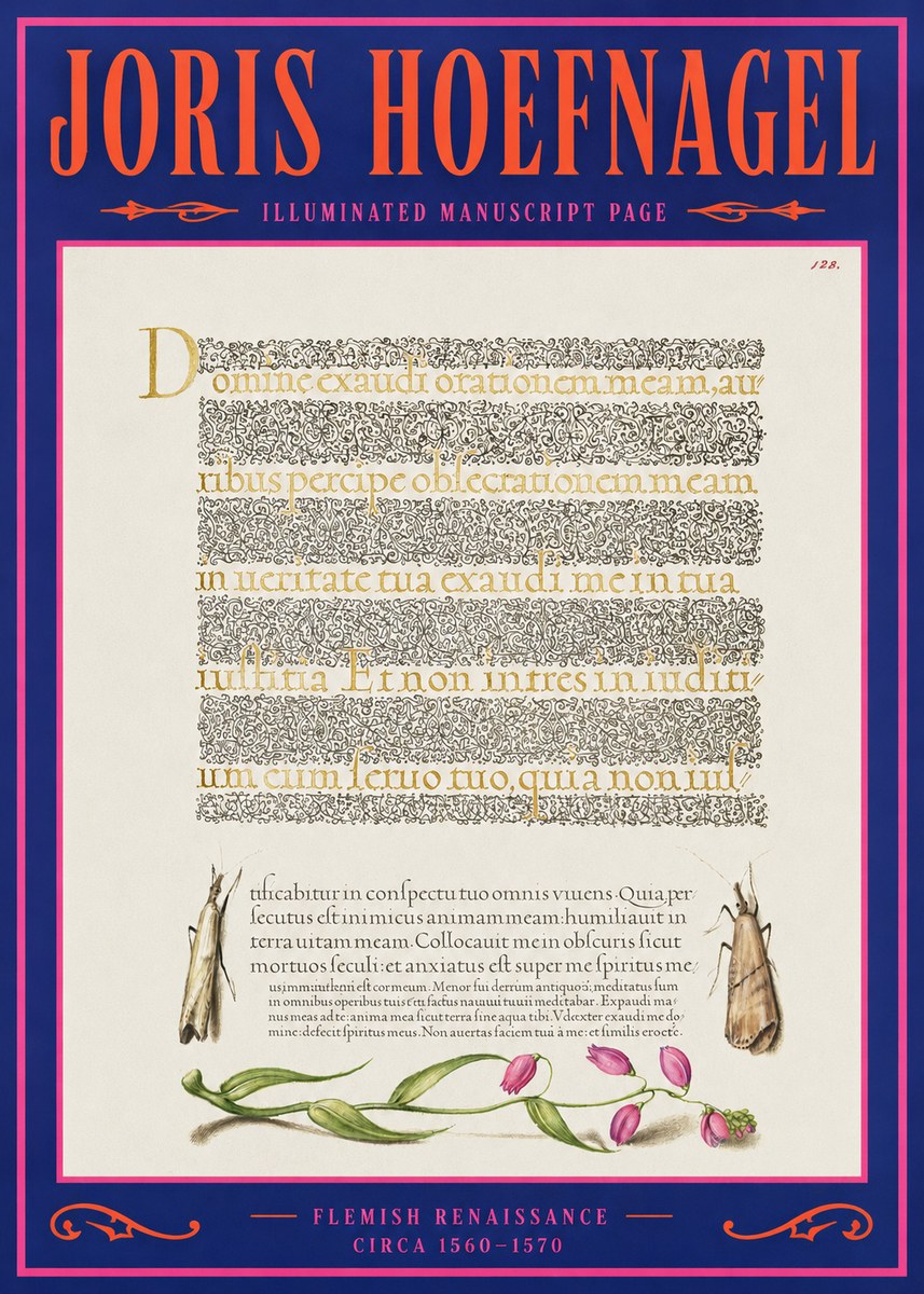 Joris Hoefnagel Illuminated Manuscript Page II No2 - Juliste