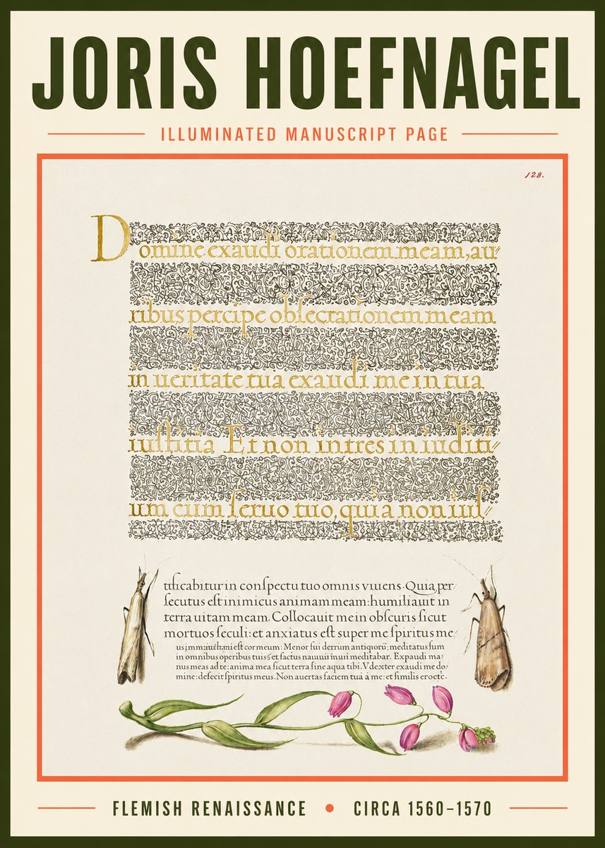 Joris Hoefnagel Illuminated Manuscript Page II No3 - Juliste