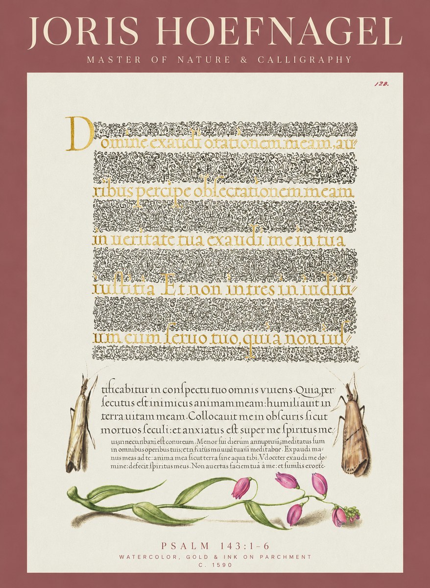 Joris Hoefnagel Illuminated Manuscript Page II No6 - Juliste