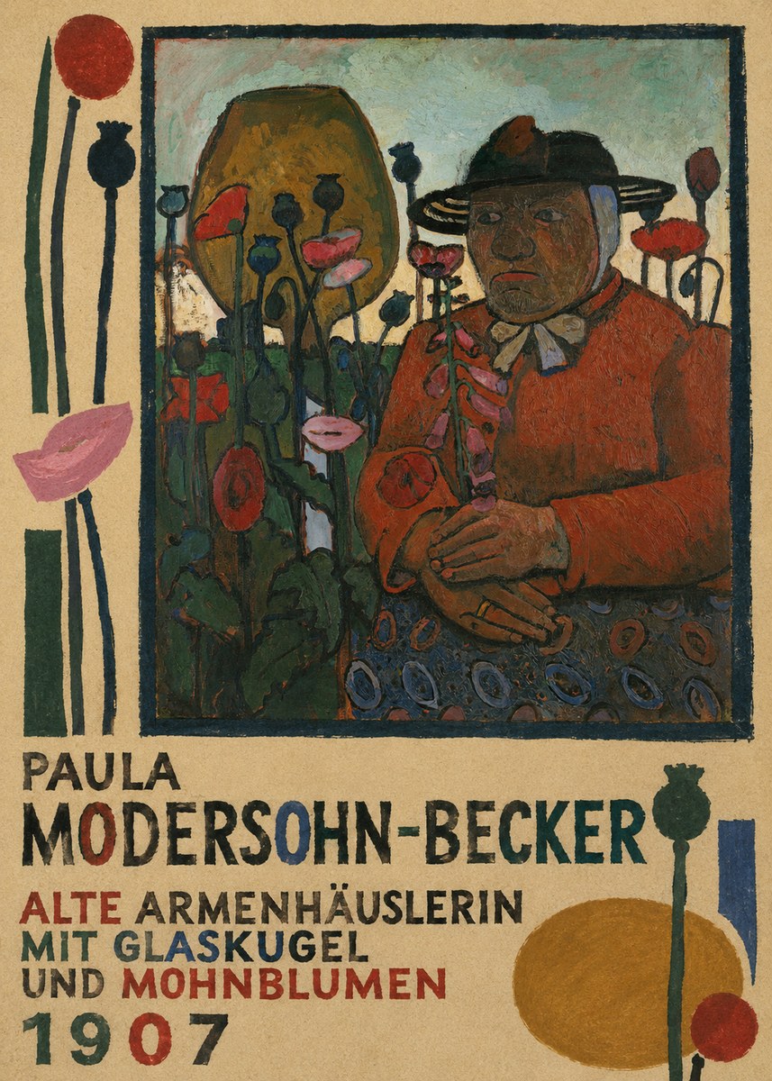 Paula Modersohn-Becker Alte Armenhäuslerin Mit Glaskugel Und Mohnblumen No4 - Juliste
