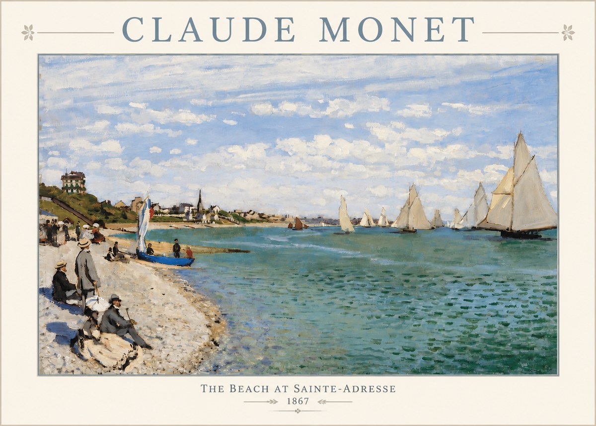 Monet The Beach at Sainte-adresse IV No3 - Juliste