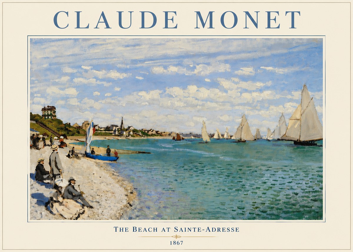 Monet The Beach at Sainte-adresse IV No5 - Juliste