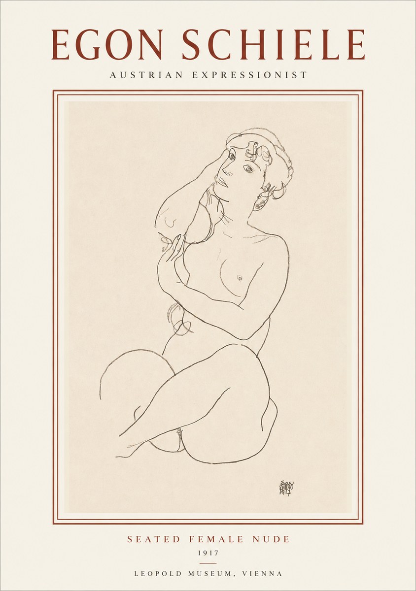 Schiele Seated Female Nude No1 - Juliste
