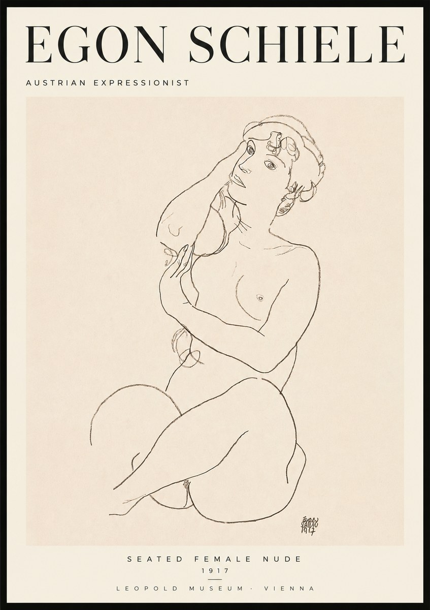 Schiele Seated Female Nude No2 - Juliste