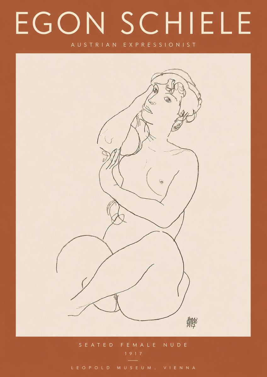 Schiele Seated Female Nude No3 - Juliste
