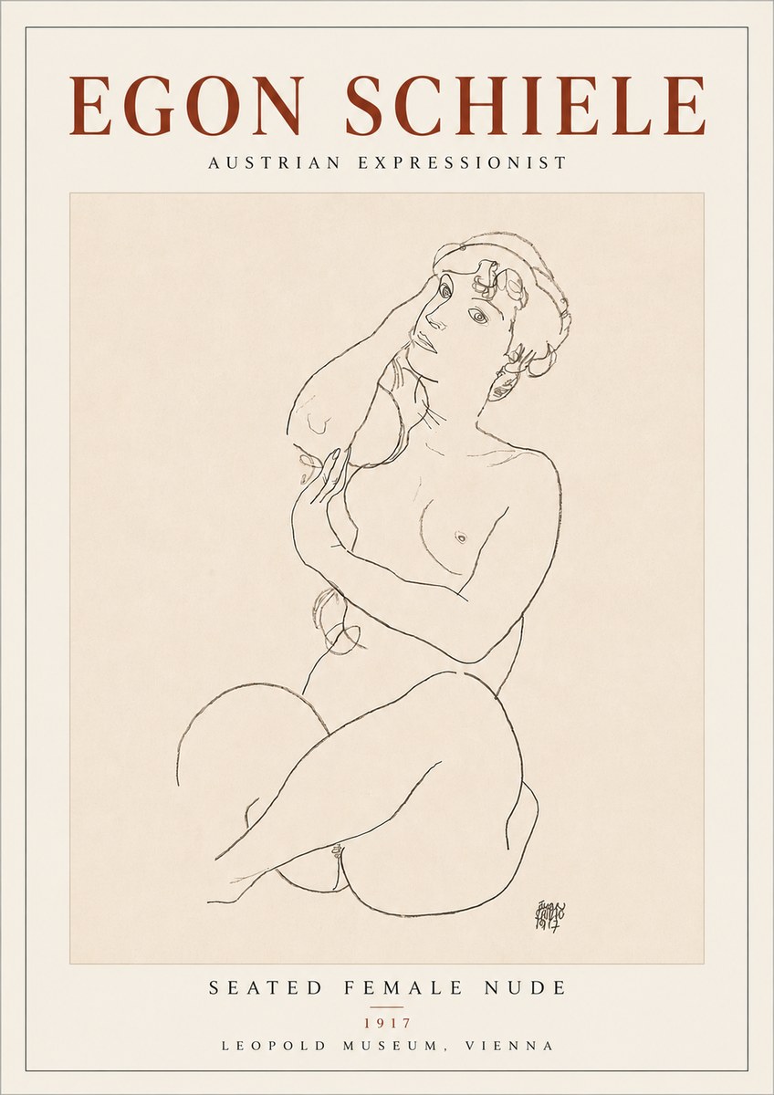 Schiele Seated Female Nude No4 - Juliste