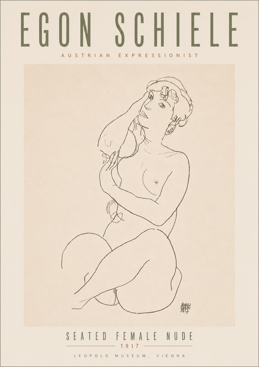 Schiele Seated Female Nude No5 - Juliste
