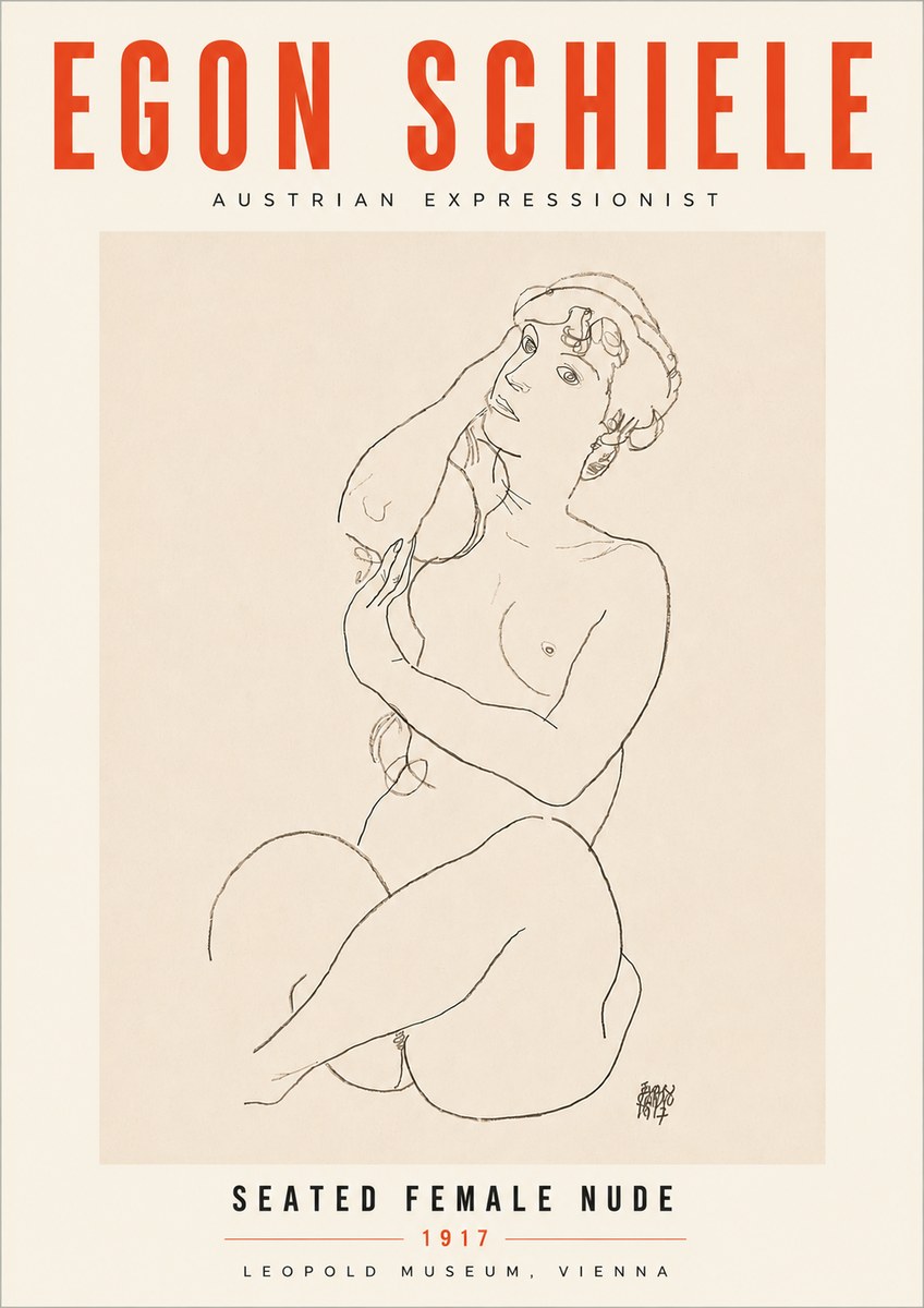 Schiele Seated Female Nude No6 - Juliste