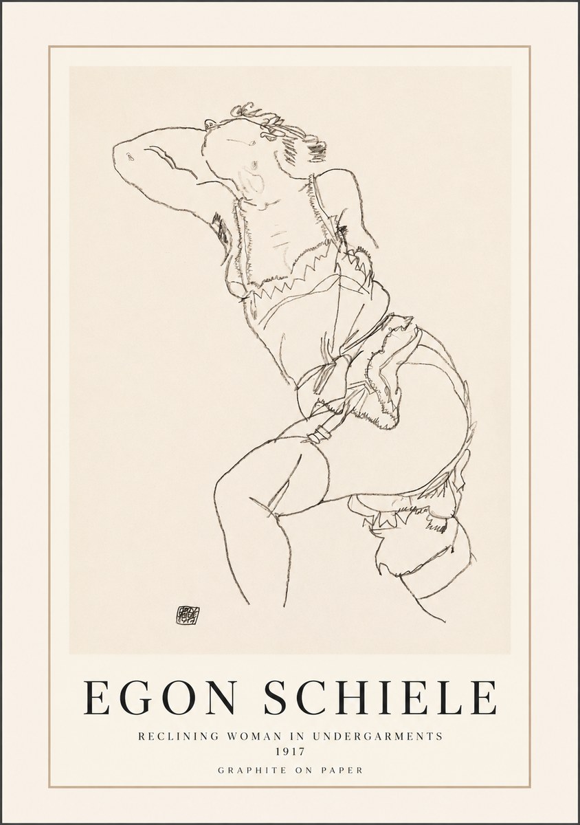 Schiele Reclining Woman in Undergarments No1 - Juliste
