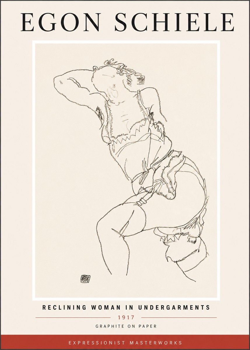 Schiele Reclining Woman in Undergarments No4 - Juliste